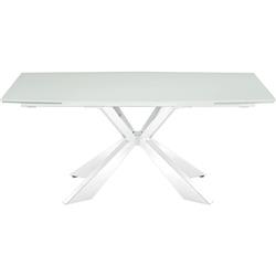 Tc-mt01wht 71 X 39.5 X 30 In. Icon Motorized Dining Table In Glass With Polished Stainless Steel Base, White