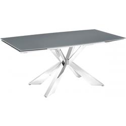 Tc-mt01gry 71 X 39.5 X 30 In. Icon Motorized Dining Table In Glass With Polished Stainless Steel Base, Gray