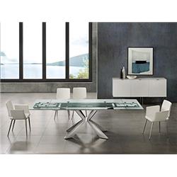 Tc-mt01clr Icon Motorized Dining Table In Clear Glass With Polished Stainless Steel Base