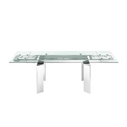 Tc-mt05clr 71 X 39.5 X 30 In. Astor Motorized Dining Table In Glass With Polished Stainless Steel Base, Clear