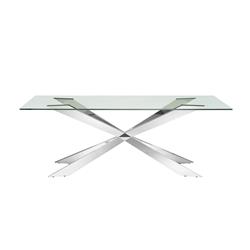 Cb-2070 82.5 X 43.5 X 30 In. Vortex Dining Table In Clear Glass With Polished Stainless Steel Base