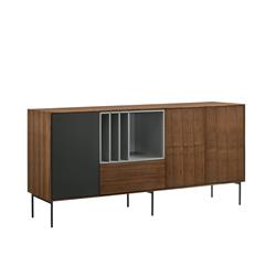 Cb-663 70 X 17 X 33 In. Calico Buffet-server In Walnut Wood Veneer With Gray Matte Painted Accents