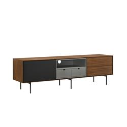 Cb-662 66 X 15 X 20 In. Calico Entertainment Center In Walnut Wood Veneer With Gray Matte Painted Accents