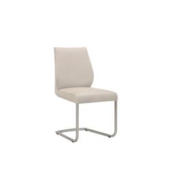 Cb-6375lg 19 In. Geo Dining Chair In Light Gray Leather With Brushed Stainless Steel Legs