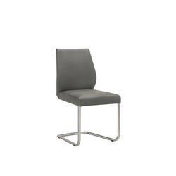 Cb-6375dg 19 In. Geo Dining Chair In Dark Gray Leather With Brushed Stainless Steel Legs