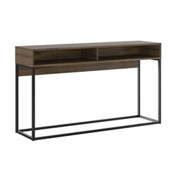 Kd-b130bo 53 X 14 X 30 In. Noa Console Table In Dark Brown Oak Melamine With Black Painted Metal Frame