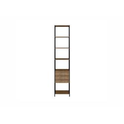Kd-b2281wal Clark Bookcase In Walnut Melamine With Black Painted Metal Frame - 83.5 X 15 X 17.5 In.