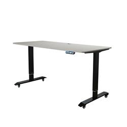 Ab-57a 57 In. Ergonomic Electric Adjustable Height Desk With Black Legs, Off-white Maple