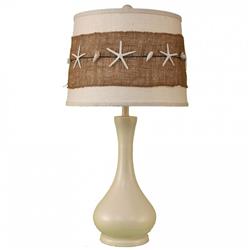 Coast Lamp Manufacturer 14-b2b Solid Cottage Smooth Genie Bottle Table Lamp With Burlap & Star Fish Shade - 28 In.