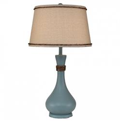 Coast Lamp Manufacturer 14-b3a Solid Atlantic Grey Smooth Genie Bottle Table Lamp With Rope Accent - 28 In.