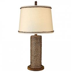 Coast Lamp Manufacturer 14-b5a Manila Rope Spindle Table Lamp - 27 In.