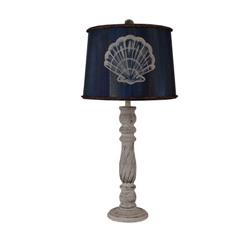Coast Lamp Manufacturer 16-b9c Solid Coral Ridged Tear Drop Table Lamp With Artsy Octopus Shade