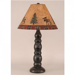Coast Lamp Manufacturer 12-r8a Distressed Black Sectioned Candlestick Table Lamp With Moose & Trees Shade - 30 In.