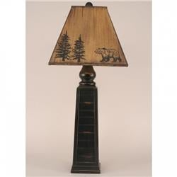 Coast Lamp Manufacturer 12-r19a Distressed Black Pyramid Table Lamp With Bear Shade - 33.5 In.