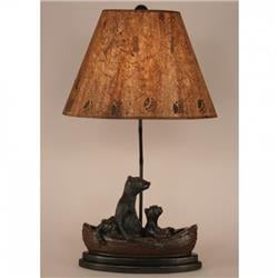 Coast Lamp Manufacturer 12-r19c River Woods Bear Family In Canoe Table Lamp - 28.5 In.