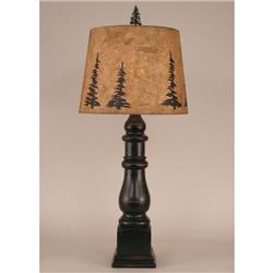 Coast Lamp Manufacturer 12-r24b Distressed Black Country Squire Table Lamp With Feather Tree Shade - 34 In.