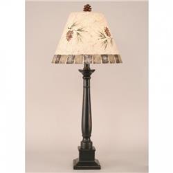 Coast Lamp Manufacturer 12-r38c Distressed Black Square Candlestick Table Lamp With Pine Cone Shade - 33 In.