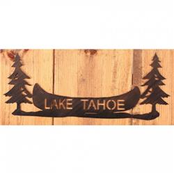 Coast Lamp Manufacturer 15-r23b-24 24 In. Iron Pine Tree & Canoe Personalized Sign - Burnt Sienna