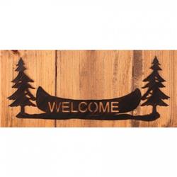 Coast Lamp Manufacturer 15-r23d-24 24 In. Iron Pine Tree & Canoe Welcome Sign - Burnt Sienna