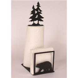 Coast Lamp Manufacturer 15-r24k Iron Bear & Tree Paper Towel & Napkin Holder - Burnt Sienna