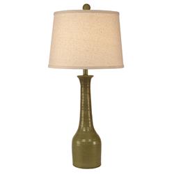 Coast Lamp Manufacturing 17-c21c Lime Glazed Slender Neck Textured Pottery Table Lamp