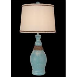 Coast Lamp Manufacturing 17-b31b Weathered Turquoise Sea Slender Casual Table Lamp With Rope Accent