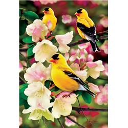 3114fm Goldfinch Gathering Double Sided Garden Flag