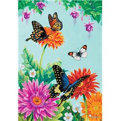 3205fm Fuschia Butterflies Double Sided Garden Flag