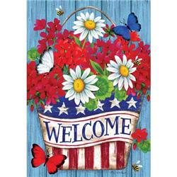 3627fl Patriotic Flowers Double Sided House Flag
