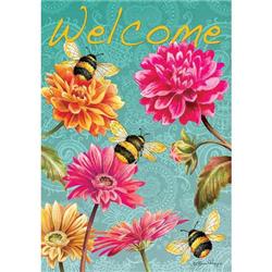 3645fl Bumble Bees In The Garden Double Sided House Flag