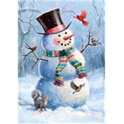 3871fl 28 X 40 In. Woodsy Snowman House Polyester Flag