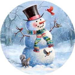 3871mg 6 In. Round Woodsy Snowman Accent Magnet