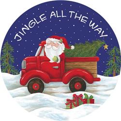 3882mg 6 In. Round Santas Truck Accent Magnet