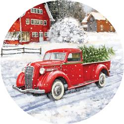 3884mg 6 In. Round Red Truck & Barn Accent Magnet