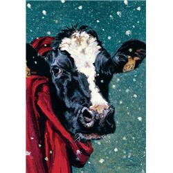 4145fl 28 X 40 In. Winter Cow House Flag
