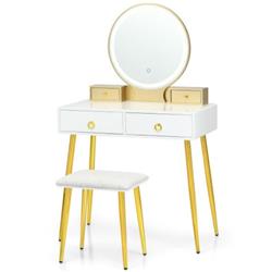 HU10049US-WH Vanity Table Set with Mirror, White