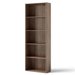 HW60186CF 5-Shelf Storage Bookcase Modern Multi-Functional Display Cabinet Furniture, Walnut