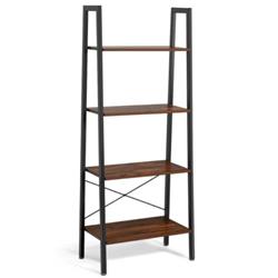 HW61498BK 4-Tier Ladder Shelf Bookcase Bookshelf Display Rack Plant Stand, Black