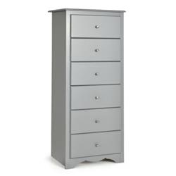 HW62038GR 6 Drawer Chest Dresser Clothes Storage Bedroom Furniture Cabinet, Gray