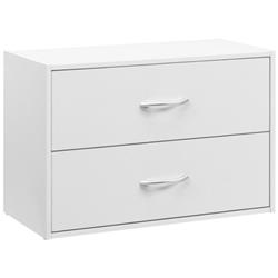 JZ10082WH 2 Drawer Stackable Horizontal Storage Cabinet Dresser Chest with Handle, White