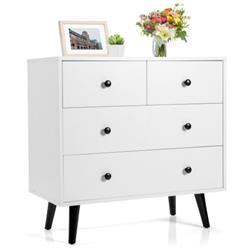 JZ10095WH 4 Drawer Dresser Chest of Drawer Free Standing Sideboard Cabinet, White