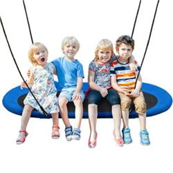 SP37084LS 60 in. Saucer Surf Outdoor Adjustable Swing Set, Blue Plus Black