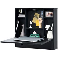 CB10278DK Wall-Mount Floating Desk Foldable Space Saving Laptop Workstation, Black