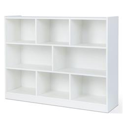 CB10403WH 3-Tier Open Bookcase 8-Cube Floor Standing Storage Shelves Display Cabinet, White