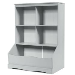 HW64061GR 3-Tier Childrens Multi-Functional Bookcase Toy Storage Bin Floor Cabinet, Gray