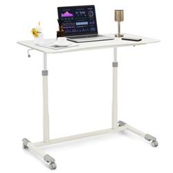 HW65631WH Height Adjustable Computer Desk Sit to Stand Rolling Table, White