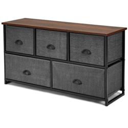 HW65779BK Wood Dresser Storage Unit Side Table Display Organizer, Black