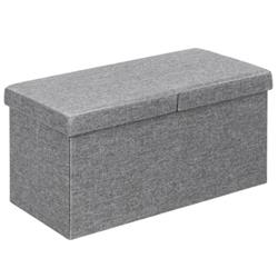 HW65884SL 30 in. Folding Storage Ottoman with Lift Top, Light Gray
