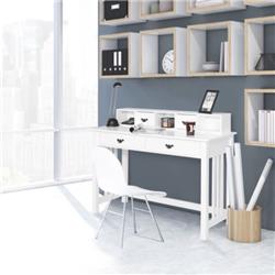 HW66020WH Home Office Writing Mission Computer Desk with 4 Drawer, White