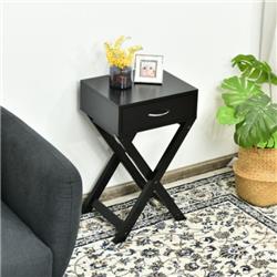 HW66180BK Modern Nightstand X-Shape Drawer Accent Side End Table, Black